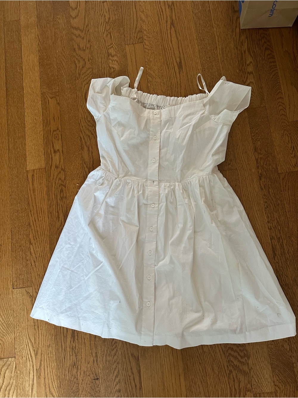 Club Monaco White Off-Shoulder Buttoned Sundress